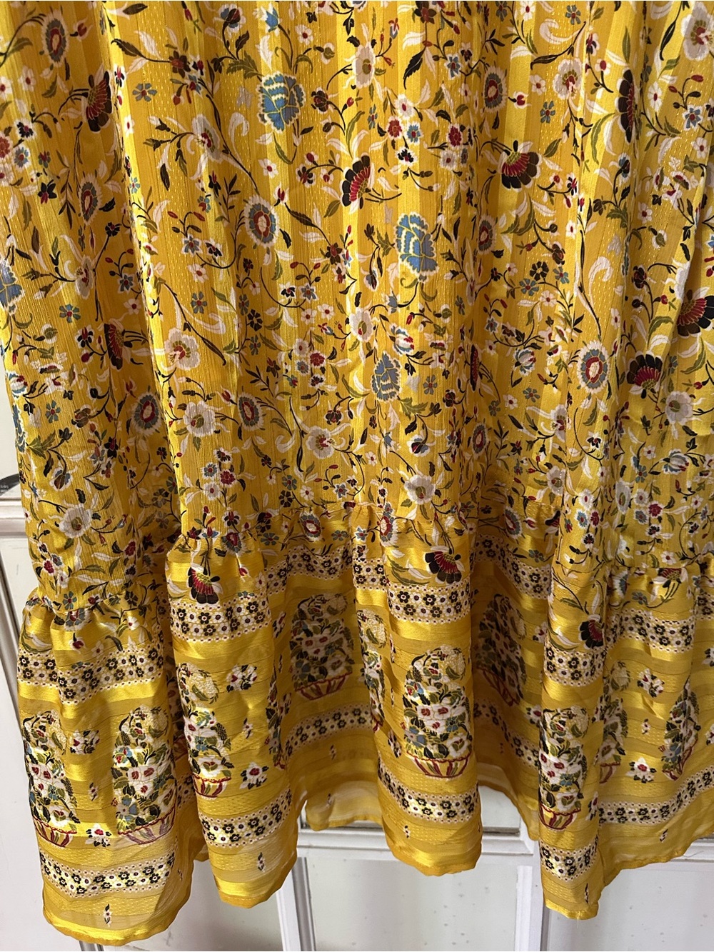 Zara Yellow Floral Ruffle-Neck Maxi Dress Size XS - Picture 11 of 13